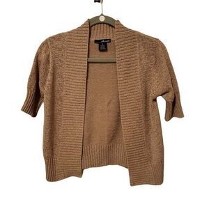 Willi Smith Womens Sz S Brown Solid 3/4 Sleeve Knit Cardigan Sweater